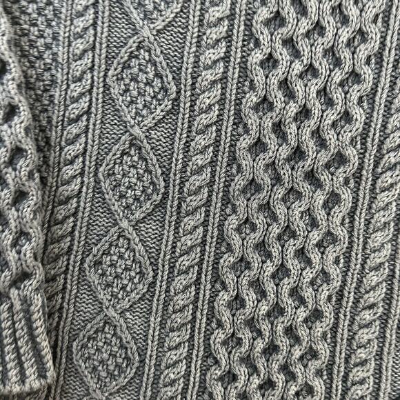 LL Bean Women's Signature Cotton Fisherman Tunic Sweater Large Washed Blue M - Picture 3 of 7